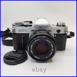 Canon AE-1 35mm SLR Film Camera with 50mm FD lens Kit Tested & Working Great