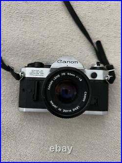 Canon AE-1 35mm SLR Film Camera with Canon 50mm f/1.8 FD Lens