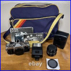 Canon AE-1 35mm SLR Film Camera with Canon 50mm f/1.8 FD Lens & Speedlite 155A