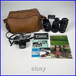 Canon AE-1 Program 35mm Manual SLR Film Camera w 50mm 11.8 Lens W Accessories