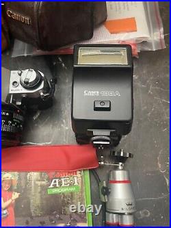 Canon AE-1 Program 35mm Manual SLR Film Camera with50mm 11.8 Lens withMANY Extras