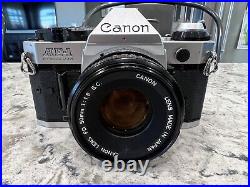 Canon AE-1 Program 35mm SLR Camera With Lenses Bundle Fully Film Tested USA