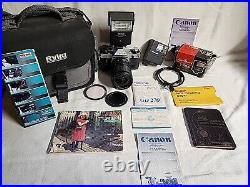 Canon AE-1 Program 35mm SLR Film Camera with 70 mm lens, Flashes, Bag & Accessor