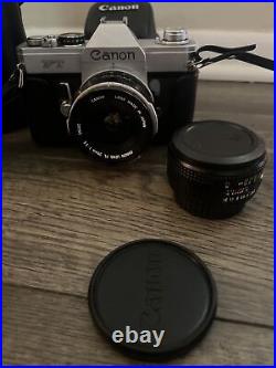 Canon FT QL Silver SLR Film Camera Body + Canon FL 28mm Lens, 85mm Vivitar Lens