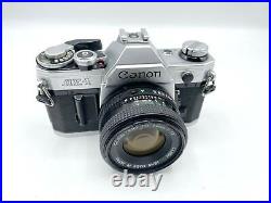 Chrome Canon AE-1 Film Camera + 50mm Lens Manual Focus Camera Kit Very Good