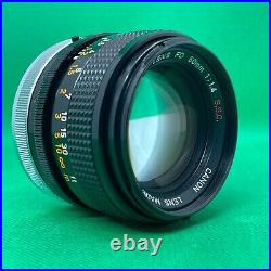 MINT Canon AE-1 PROGRAM SLR Film Camera with Lens FD 50mm F/1.4 S. S. C. Japan
