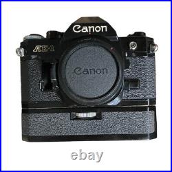Rare Black Body CANON AE-1 SLR 35mm Film Camera with auto Winder